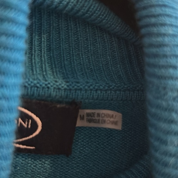 Magaschoni Blue Teal Cashmere Turtleneck Sweater Size Medium - Picture 9 of 10